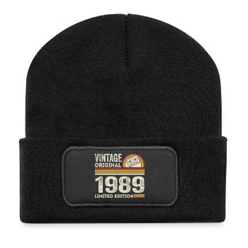 Vintage 1989 Cassette 1989 - 36e anniversaire 1989 - Beanie recyclé à patch - noir - Devant