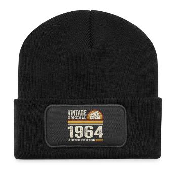Vintage 1964 Cassette Tape 1964 - 61st Anniversary 1964 - Recycled Patch Beanie - black - Front