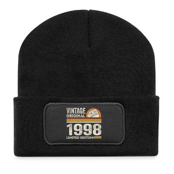 Vintage 1998 Cassette 1998 - 27e anniversaire 1998 - Beanie recyclé à patch - noir - Devant