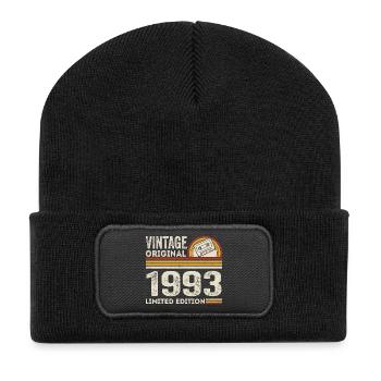 Vintage 1993 Cassette 1993 - 32e anniversaire 1993 - Beanie recyclé à patch - noir - Devant