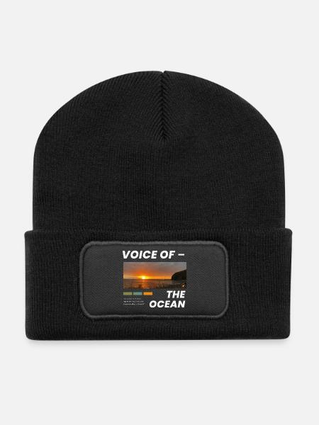 Sunset over the Ocean - Recycled Patch Beanie - black