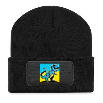 Dinosaurier - Recycelte Patch Beanie - Schwarz - Vorne