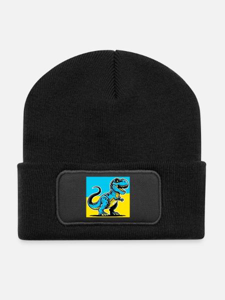 Dinosaurier - Recycelte Patch Beanie - Schwarz