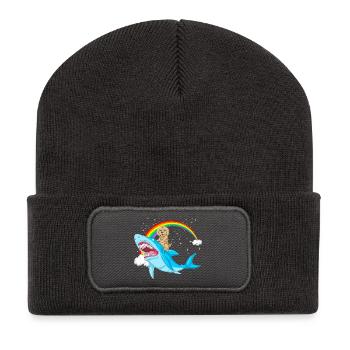 Whimsical Golden doodle and Mythical Shark - Recycled Patch Beanie - dark grey - Front