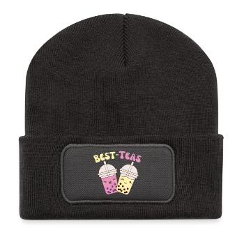 Meilleur thé à bulles kawaii mignon thé boba - Beanie recyclé à patch - charbon - Devant