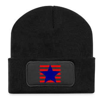 Étoile patriotique à rayures rouges et noires - Beanie recyclé à patch - noir - Devant
