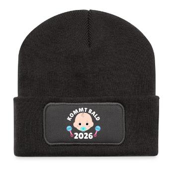 Future maman PROCHAINEMENT 2026 Drôle - Beanie recyclé à patch - charbon - Devant