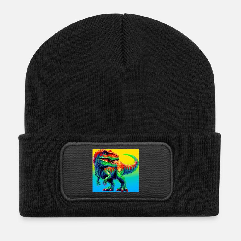 Dinosaurier - Recycelte Patch Beanie - Schwarz