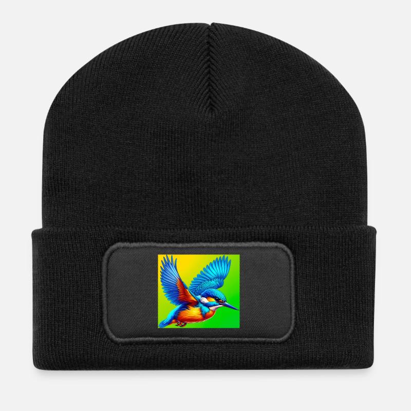 Eisvogel - Recycelte Patch Beanie - Schwarz