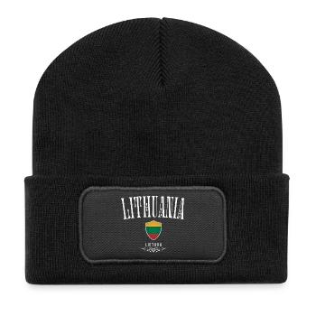 Litauischer Stolz, minimalistisches, elegantes Design - Recycelte Patch Beanie - Schwarz - Vorne