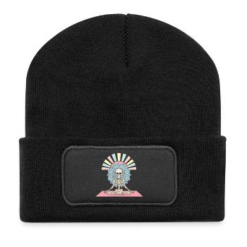 Illustration de mandala de yoga squelette - Beanie recyclé à patch - noir - Devant