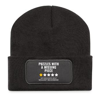 Puzzle Quote Design - Recycled Patch Beanie - dark grey - Front