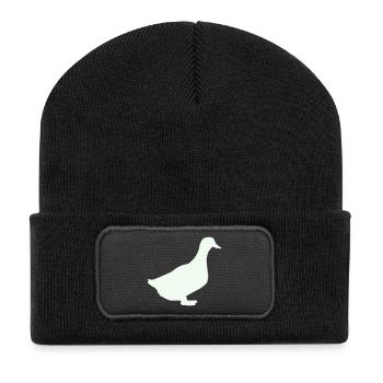 Silhouette d'oie élégante sur fond vintage - Beanie recyclé à patch - noir - Devant