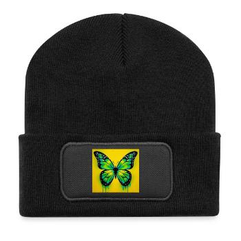 Schmetterling - Recycelte Patch Beanie - Schwarz - Vorne