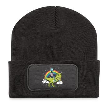 Zombie Halloween Dinosaurier Tyrannosaurus T-Rex - Recycelte Patch Beanie - Dunkelgrau - Vorne