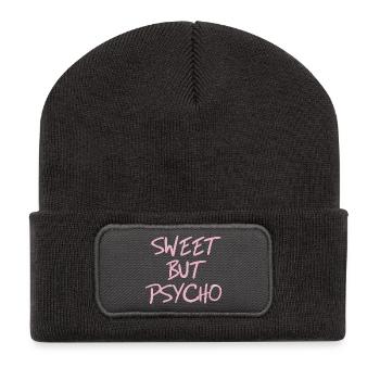 Dicton doux mais psychopathe en rose - Beanie recyclé à patch - charbon - Devant