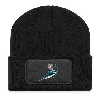 Knochencowboy auf Sägefisch-Abenteuer Sägerochen  - Recycelte Patch Beanie - Schwarz - Vorne