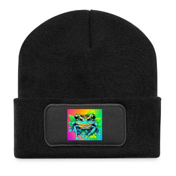 Frosch - Recycelte Patch Beanie - Schwarz - Vorne