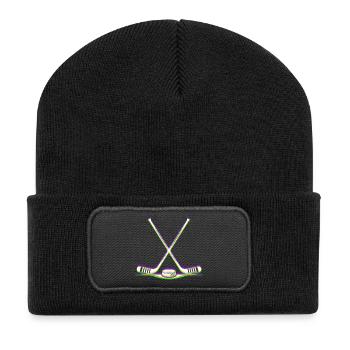 EDM Techno Bâtons de Hockey Rave Hockey - Beanie recyclé à patch - noir - Devant