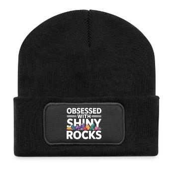 Rock Collecting Rockhound Rock Collector Geology - Recycled Patch Beanie - black - Front