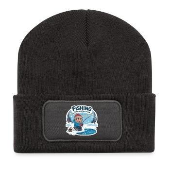 Fishing Through The Snow Eisfischen Winter Angeln - Recycled Patch Beanie - dark grey - Front