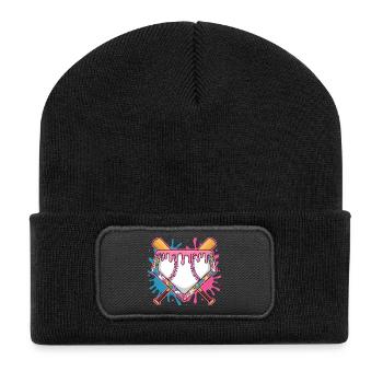 Baseball Homeplate with Pink Frosting and Bat - Recycled Patch Beanie - black - Front