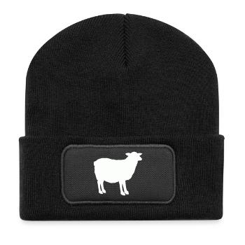 Sheep Silhouette - Recycled Patch Beanie - black - Front