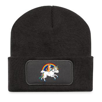 Corgi Équitation Licorne - Beanie recyclé à patch - charbon - Devant