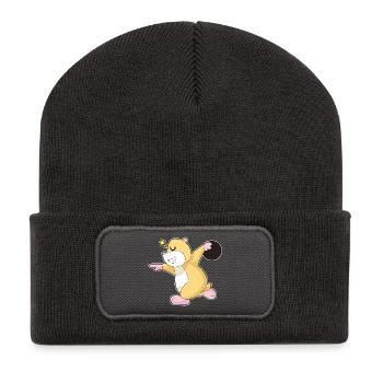 Hamster Bowling Boule de bowling - Beanie recyclé à patch - charbon - Devant