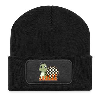 Snail Chessboard Chess Board Game - Recycled Patch Beanie - black - Front