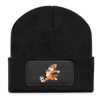 Tiger Soccer Player Soccer - Recycled Patch Beanie - black - Front