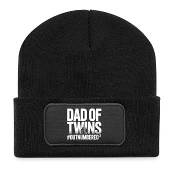Dad of Twins – Lustiges Papa Design Zwillinge - Recycelte Patch Beanie - Schwarz - Vorne