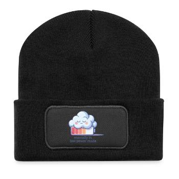 Digital Humor – Mentally in Low Power Mode - Recycelte Patch Beanie - Schwarz - Vorne