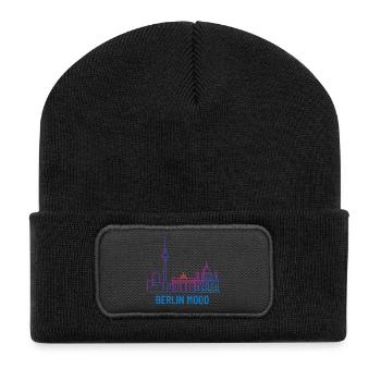 Berlin Mood Neon Skyline - Recycled Patch Beanie - black - Front