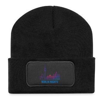 Berlin Nights Neon Skyline - Recycled Patch Beanie - black - Front