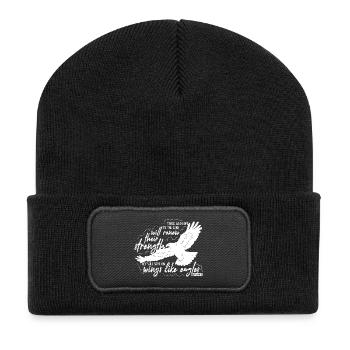 Isaiah 40 31 - soar on wings like eagles Lettering - Recycled Patch Beanie - black - Front