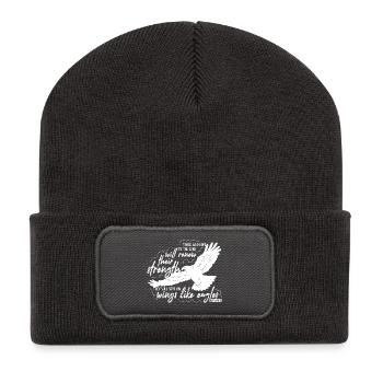 Isaiah 40 31 - soar on wings like eagles Lettering - Recycled Patch Beanie - dark grey - Front