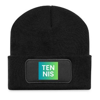 Typographie dégradée de tennis - Beanie recyclé à patch - noir - Devant