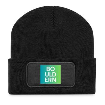 Bouldering Gradient Typo - Recycled Patch Beanie - black - Front