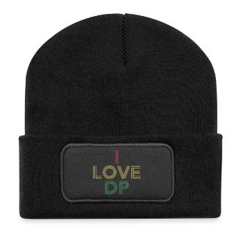 I Love DP Distressed Vintage Retro 70s - Recycled Patch Beanie - black - Front