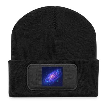 Neon Galaxie Spiral Kristalle - Recycelte Patch Beanie - Schwarz - Vorne