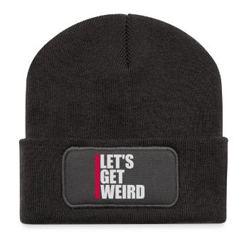 Let's Get Weird Lustiger Party Spruch für Feiern - Recycelte Patch Beanie - Dunkelgrau - Vorne