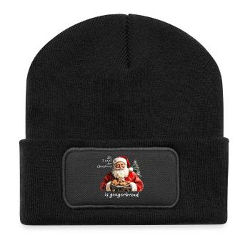 Der Weihnachtsmann mit Lebkuchen – ein weihnachtliches Motto - Recycelte Patch Beanie - Schwarz - Vorne