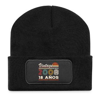 18. Geburtstag 18 Jahre Jahrgang 2008 - Recycelte Patch Beanie - Schwarz - Vorne
