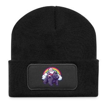 Gorilla Santa Claus Christmas - Recycled Patch Beanie - black - Front