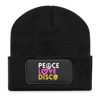Peace Love Disco Retro Neon Style - Recycled Patch Beanie - black - Front