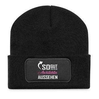 So gut kann nur eine Architektin aussehen - Recycelte Patch Beanie - Schwarz - Vorne