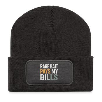 Wutköder bezahlt meine Rechnungen, lustiges Meme - Recycelte Patch Beanie - Dunkelgrau - Vorne
