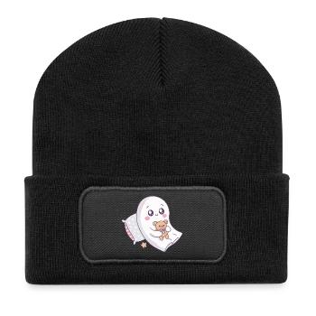Fantôme câlin et nounours mignon - Beanie recyclé à patch - noir - Devant