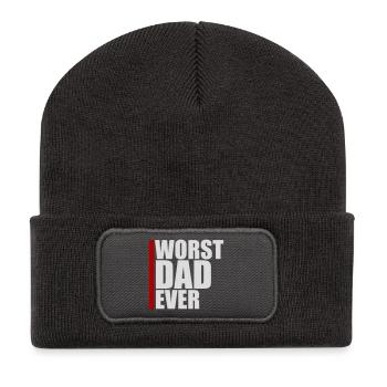 Worst Dad Ever Funny Sarcastic Father's Day Dad - Recycled Patch Beanie - dark grey - Front